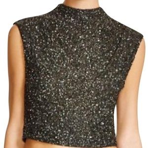 Alice and Olivia Cropped Sequin Top